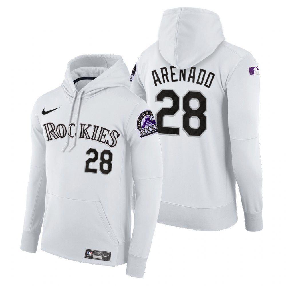 Men Colorado Rockies 28 Arenado white home hoodie 2021 MLB Nike Jerseys